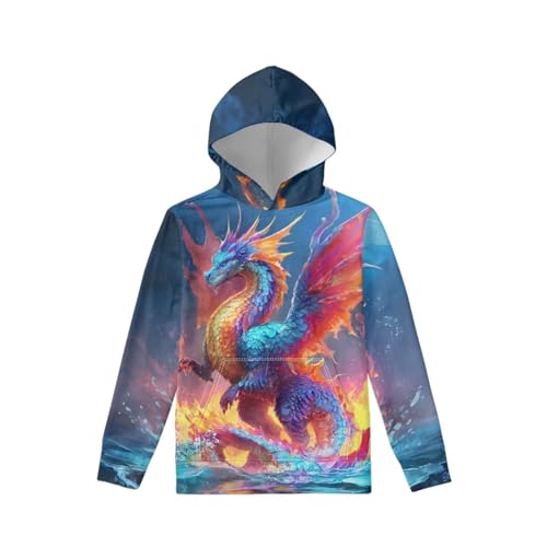 Image of WELLFLYHOM Boys Hooded Sweatshirts Hoodie Pullover Cool Graphic Crewneck Blouses Size 6-16