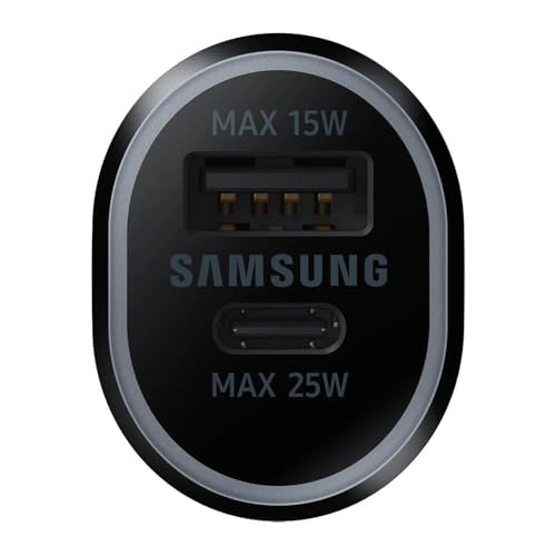 CARREGADOR VEICULAR 2 SAÍDAS USB-C/USB-A ULTRA RAPIDO PRETO 40W SAMSUNG SEM CABO