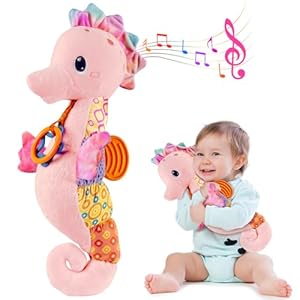Baby Girl Toys 0-6 Months,Infant Musical Stuffed Animals Soft Toy with Bright Colors,Crinkle Sound Paper, Multi-Textures & Rattles,Baby Newborn Toys for 0 3 6 9 12 Months Boy/Girls Gift(Pink)