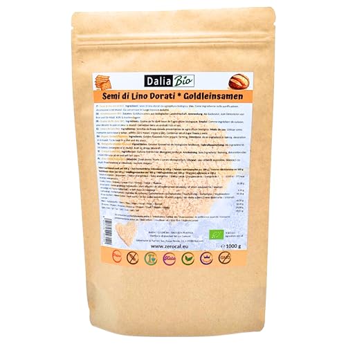 Dalia – Graines de Lin Dorées Bio 1000g | Riches en Protéines et Fibres | Source d’Oméga-3 | Sans Gluten | Qualité Premium