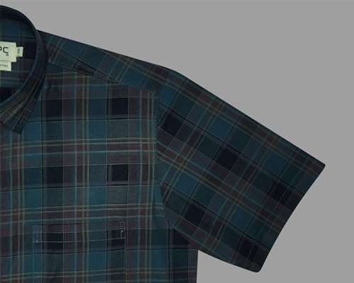 Image of GHPC 100% Cotton Checkered Half Sleeves Regular Fit Formal Shirt for Men