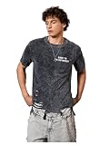 RoseSeek Men's Ripped Distressed Graphic Tees Short Sleeve Crew Neck Letter T Shirts Washed Streetwear Black Large