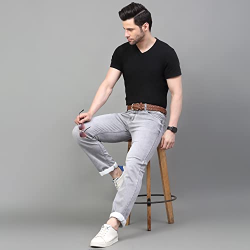 Image of LOUIS STITCH Mens Jeans Italian Cloth Denim Mid Rise Super Stretch Butter Comfort Relaxed Fit Jeans for Men (LSJNC-BU92)