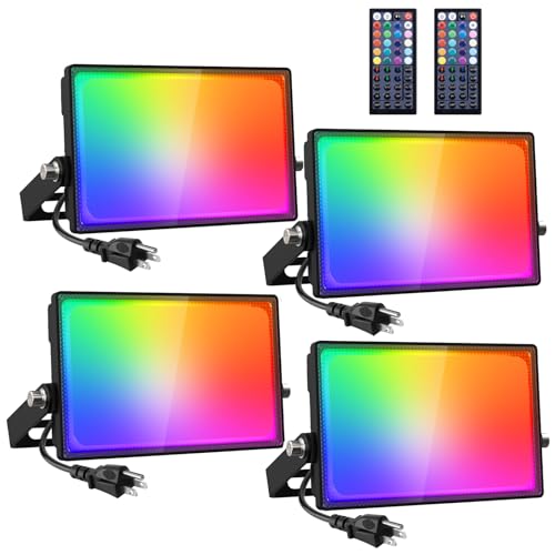 Onforu 4 Pack LED RGBW Flood Lights Outdoor 70W...