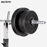 GORILLA SPORTS® Hantelbank - inkl. Hantelset 38/70/100kg, Ablage, Dip-Station, Höhenverstellbar, Klappbar, bis 200kg, Schwarz/Weiß - Trainingsbank mit Langhantelset, Drückerbank, Schrägbank, Flachbank – Bild 3
