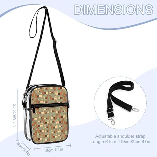 Lovely Cats Clear Crossbody Bag Stadium Bag Adjustable Side Shoulder Bags Messenger Bag with 2 Compartments2