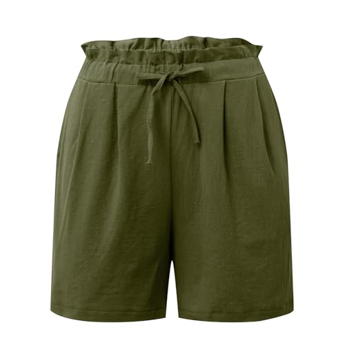 Lainuyoah Short feminino de verão 2024 moderno de cintura alta com bolso Bermuda com cordão para fér