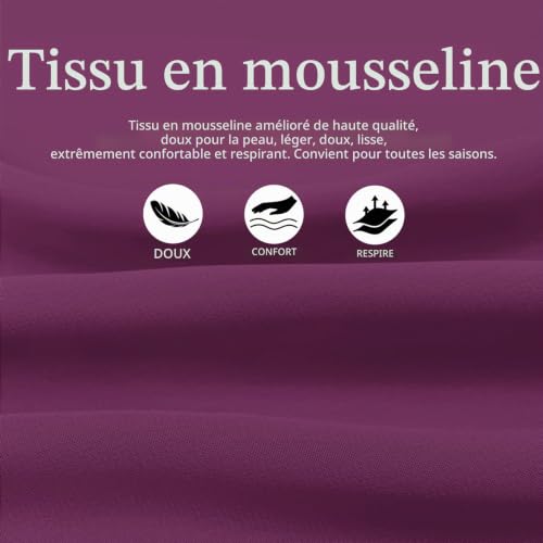 Lifwimner Châle Femme Foulard Etole Mariage en Mousseline De Soie Long (Violet Foncé) – vue 3