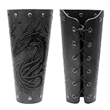 Medieval Dragon Embossed Arm Bracers Faux Leather Knight Arm Gauntlets Vintage Renaissance Arm Guards for Men Black