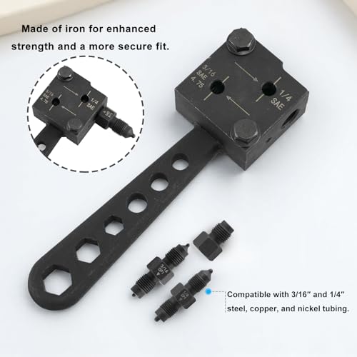 Image of RULLINE 3 /16 inch & 1 /4 inch Double Flaring Tool Kit - Heavy Duty Brake Line Flarer for Auto /Motorcycle /Truck Repair (Copper /Aluminum /Steel)