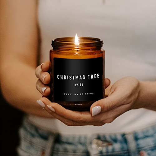 Sweet Water Decor Christmas Tree Soy Candle | Pine Needles, Cedarwood, Cypress, And Evergreen Holiday Scented Candles For Home | 9Oz Amber Jar Candle, 40+ Hour Burn Time, Made In The Usa #TOP3