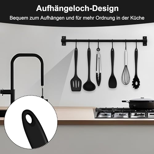 Foto von Joyfair 6 Stück Schwarz Silikon Küchenhelfer Set zum Kochen & Backen