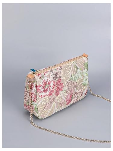 Verdusa Women's Floral Sequin Shoulder Bags Zipper Chain Strap Elegant Evening Handbag3