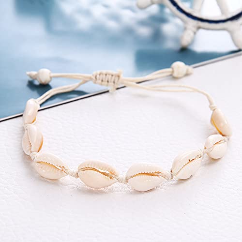 Colorful Bling 6 Pcs Womens Anklet Bracelets Neclace With Shell Boho Beach Seashell Ankle Bracelet Adjustable Summer Surfer Cowrie Anklet Beach Foot Jewelry - 2 Pcs #TOP3