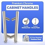 MSC 20 Pack Silver Kitchen Cupboard Handles - 128mm Hole Centers Kitchen Door Handles for Wardrobe & Drawer, Stainless Steel T-Bar Silver Cabinet Pulls with Screws - Image 2