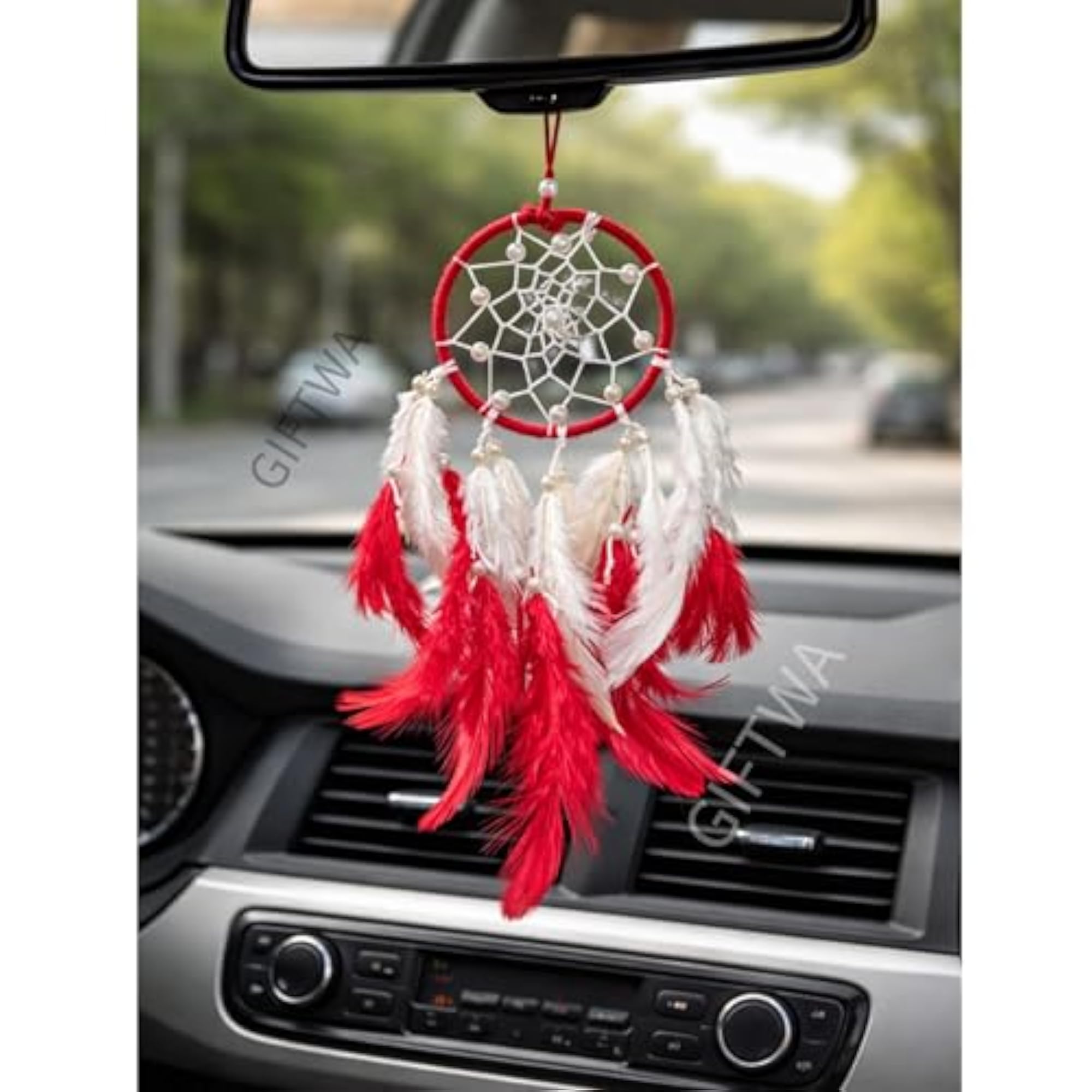Dream Catcher White & Red Feathers Decorative Wall Hanging Gift