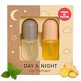 Lip Plumper Gloss Set – Clear Hydrating Plumping Lip Gloss & Lip Volumizer for Fuller, Smoother Lips – Nourishing Lip Enhancer Serum for Women, Day & Night Use