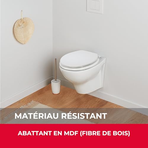Abattant WC en MDF blanc Wirquin Woody Paramount forme U