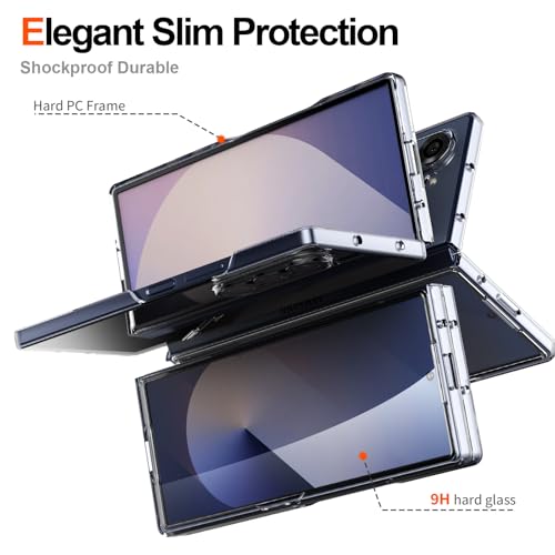 Foluu Clear Case for Samsung Galaxy Z Fold 6 with Front Built-in Screen Protector - Scratch Resistant Hard PC Back Bumper Protective Shockproof Cover for Samsung Galaxy Z Fold6 5G 2024 by Foluu - Used condition - Image 3