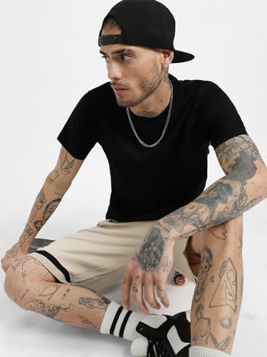 Image of Veirdo Regular Fit Half Sleeves Round Neck Solid Pure Cotton T-Shirt for Men (Available in White, Black, Swan White, Mustard, Maroon, Green, Lilac, Navy, Red Color)