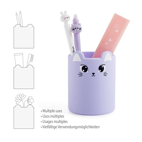 Back2Fun - Weicher Silikon-Stiftehalter für Kinder mit süßem Tiermotiv. Perfekt zum Ordnen von Schulutensilien - ideal zum Schulstart oder als Geschenk