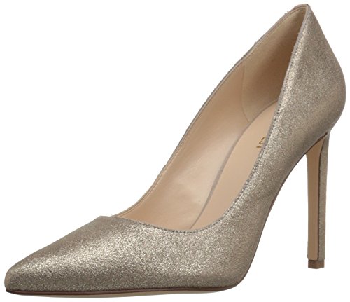 NINE WEST Women's Tatiana Metallic Dress Pump, Natural/Gold, 10 M US