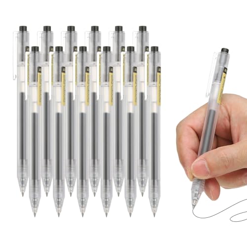 Bolígrafos gel 0.5 mm PATIKIL pack 12 tinta negra retráctil miniatura 1