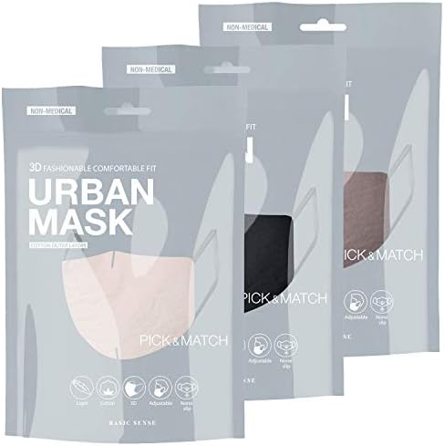 BasicSense 100% Cotton Washable Reusable Skin Friendly Plain Face Coverings Masks (Beige)