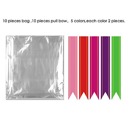 Kolewo4Ever 20 Pack 30 * 44Inches Clear Basket Bags Pull Bow Set 10 Packaging Bags Cello Cellophane Wrap 10 Ribbon Bows For Easter #TOP1