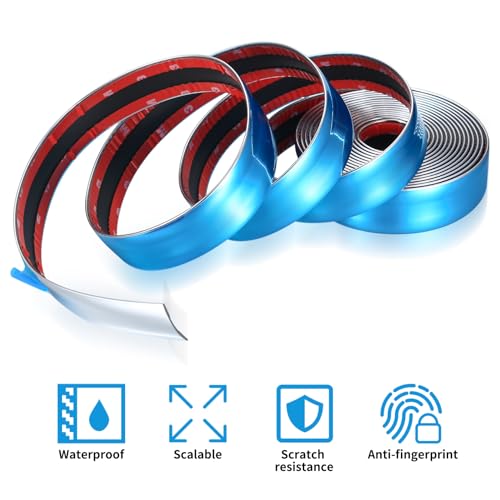 Zierleisten Selbstklebend Wand, 30mm x 5M Chromleiste Selbstklebend, Silber Chrom Zierleiste Auto Chromleiste, Wandleisten Zierleiste Selbstklebend für Auto Karosserie Wand Möbel Dekoration