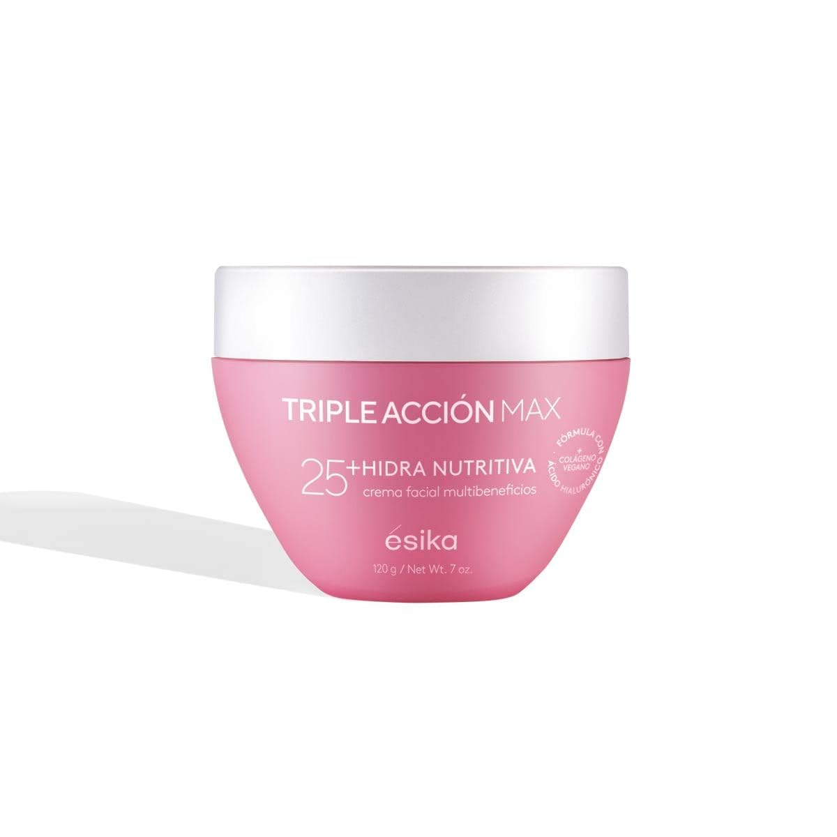 Ésika Crema facial antiarrugas Hidra Nutritiva Triple Acción Max 25+ años con ácido hialurónico y colágeno, 120g