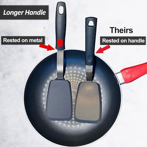 Image of Silicone Spatula - Nonstick, Heat Resistant Cooking & Baking Flipper for Pancakes, Omelettes, Pizza, Steak, Dosa - Ideal for Griddle Pans, Cookware and Fish Turner (Classic Spatula)