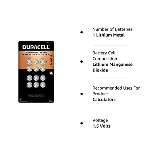 image for 12 Duracell DL2032 Duralock Lithium Batteries Cell Button Electronics 