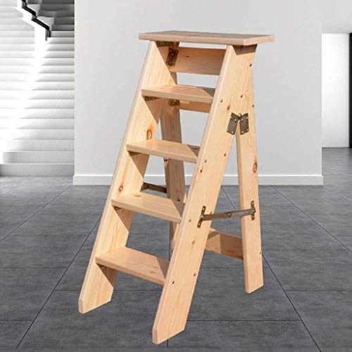 Taburete de silla de escalera de madera de 5 pasos para cocina y zapatos 4