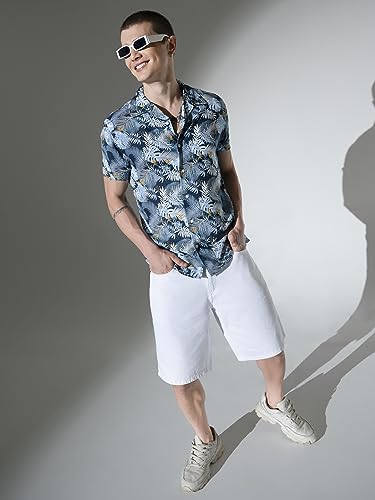 Image of Hubberholme Men's Rayon Relaxed Fit Printed Half Sleeve Resort Shirt
