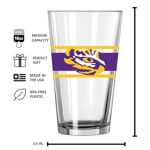 Image of Logo Brands NCAA 16 oz Pint Glass - Durable Glass With Bold Team Color- Chip-Resistant Rim Drinkware For Fans, Tailgates, Home Bars & Everyday Use