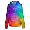 BUhuiBabubu Tie Dye Sweatshirts Hoodies for Women Uk - Ladies Rainbow Lightweight Long Sleeve Pullover Tops - Soft Comfy Fleece Hoodie for Autumn Winter Outfits,Purple,M,u63k #3