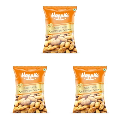 Image of Happilo Natural Popular Californian Almonds 400g | Badam Giri, Healthy Snacks, Dry Fruits | Crunchy Nuts | High in Fiber | Rich in Protein | Magnesium | Phosphorus | Dietary Fibre | Zero Cholesterol