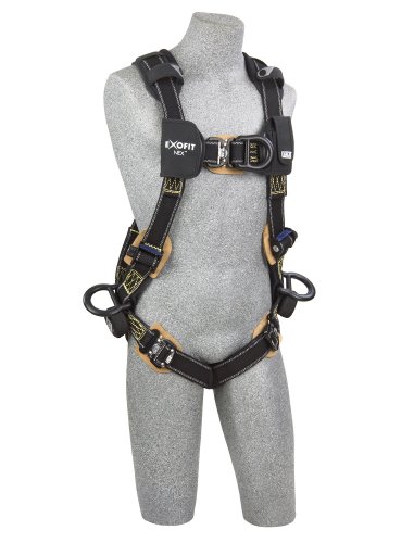 3M Dbi-Sala Exofit Nex 1113331 Full Body Arc Flash Climbing Harness, 4 Pvc Coated Alum. D-Rings, Nomex/Kevlar Web, Comfort Padding, Locking Qc Leg Straps, Medium, Black #TOP1