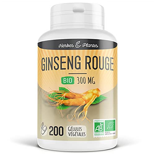 Herbes Et Plantes Ginseng Rouge Bio 200 Gélules Végétales 300 mg