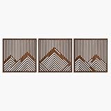 Geometric mountain wood wall art decor, 3 piece mountain wooden wall decoration, Large geometric wall art