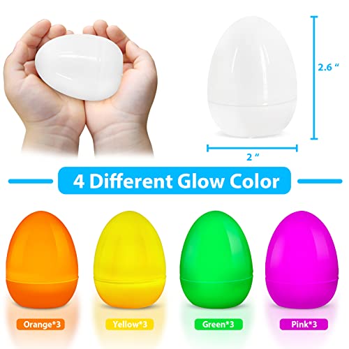 Turnmeon 12 Pack Easter Eggs Decorations, Flameless Candle Easter Lights Battery Operated Easter Glow Eggs Decorations Party Home Indoor/Outdoor Easter Basket Stuffers Fillers Plastic Easter Eggs Hunt #TOP3