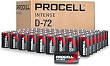 PROCELL Intense D Cell High-Performance Alkaline Batteries (72 Pack), 10-Year Shelf Life, Bulk Value Pack for High Power Professional Devices