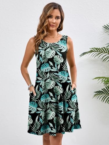 Image of KORSIS Summer Dress for Women Casual T Shirt Tank Dresses Sleeveless Swing Flowy Ladies Beach Vacation Sundress with Pocket