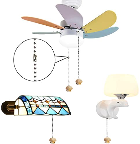 Hyamass 12" Decorative Ceiling Fan Pull Chain Extender with Seashell Charm | Ocean Series Danglers for Fan Lights & Fixtures, Ball Chain Connector Included - Thumbnail 4