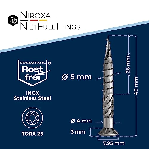Viti a testa bombata per terrazze, 5 x 40, in