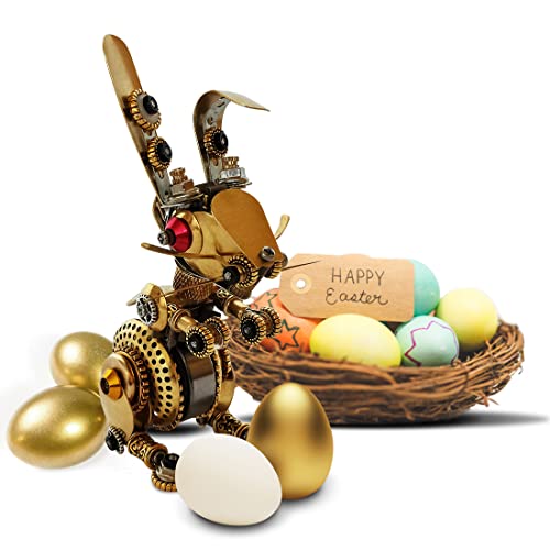 Lingxuinfo 3D Metal Bunny Metal Puzzle, Rabbit Mechanical Model Kit With Easter Egg (150Pcs+), Steampunk Style Model, Home Decor Collection Gift #TOP1