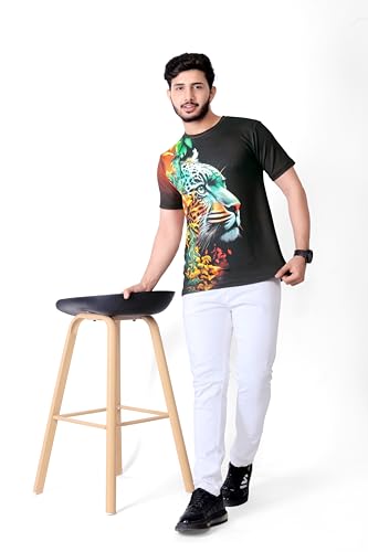 Image of Vintage Animal T Shirt for Men 3D Fierce Leopard Print T Shirt /Summer Short Sleeve Holiday T-Shirts Loose Clothing O-Neck Pullover /Cheetah Printed Attractive T Shirt