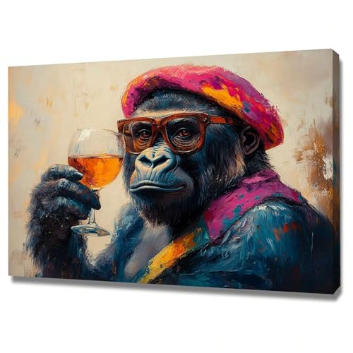 Art graffiti pour salon moderne : grand tableau animaux abstraits colorés cadre 60x80