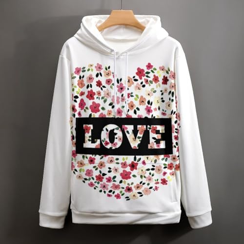 Sweat à Capuche Fleur d'amour - Pull Oversize pour Vos Sorties Citadines et Week-ends Cocooning - 4